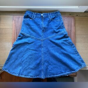 PAIGE Blue A-Line Denim Skirt